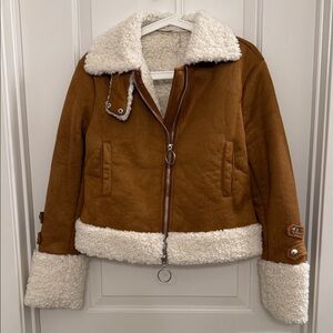 Brown and Cream Shearling Jacket